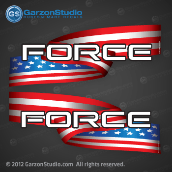 Force outboard decal set american flag usa us united states U.S. design by GarzonStudio.com