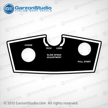 Johnson Evinrude 1970-1980 6hp 6 hp front control decal Choke, Rich-Lean, and Stop Slow speed adjustment, pull start