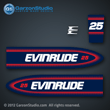 Evinrude Outboard decals 25 horsepower 1998-1999 BE25BAECM BE25BALECM E25JRECA E25RECB E25RLECB SE25RDECA SE25RDEEM SE25RDEEN