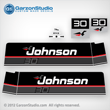 Johnson 1989 30 hp decal set black decals late 80's