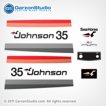 Johnson 35 hp decal set red/black late 70's