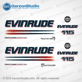 2003-2006 Evinrude 115 hp Ficht ram decal set white engines Decal set replica for evinrude 115 hp from 2002 2003, 2004, 2005, 2006. this set may replace or can be used instead of part number
0215287 DECAL BOMBARDIER F/R
0215288 DECAL EVINRUDE Port/Stbd
0215290,0215289 DECAL, Stripe, Port-Stbd
0215554 DECAL, DIRECT INJECTION Port/Stbd
0215293 DECAL 115 HP F/R
0215279 DECAL EVINRUDE F/R
0351222, 0351237 SALTWATER EDITION Port - Stbd
E115FPLSNF, E115FPXSNF, E75FPLSNF, E90FPLSNF,E115FPLSTB, E115FPXSTB, E115FSLSTB, E75FPLST, E90FPLSTB, E90FSLSTB,E100FPLSRS, E100FSLSRS, E115FPLSRE, E115FPXSRE, E115FSLSRE, E100FPLSOC, E100FSLSOC,E115FPLSOD, E115FPXSOD, E115FSLSOD, E115FPXSDS,E115FSLSDS,
