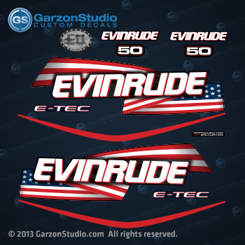 Stars and Stripes American U.S. USA U.S.A. 2004 2005 2006 2007 2008 2009 Evinrude outboard 50hp decal set kit DECAL SET, Flag Blue outboards cover engine motor models

0215536 EVINRUDE - Blue 
0352506 BRP Logo 
0215537 EVINRUDE E-TEC - Port -Blue 
0215538 EVINRUDE E-TEC - Starboard - Blue 
0215880 STRIPE - Port - Blue 
0215881 STRIPE - Starboard - Blue 
0215533 50 HP Front/Rear - Blue 
0334435 OWNER - Attention 
0215896 APPROVED FOR SALTWATER
0215558 EVINRUDE EU 2006,
0353680 COMMERCIAL,
0215870 EVINRUDE 100th ANNIVERSARY - Blue 

E50DPLSEE E50DSLSEC E50DTLSEC 
This custom made decals will fit on the following engine covers:

0285709 ENGINE COVER Assy, Blue
0285710 ENGINE COVER Assy, White
