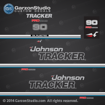 Johnson Tracker outboard decals 1992, 1993, 1994 90 hp pro series oil injected. Decal kit stickers sticker kit cover JOHNSON 1992 TJ90TLEND, TJ90TLETS
0436303 0435359 DECAL SET 90
0435627 DECAL SET 90 SL
Motor Cover
0434918 0434919 0435093 ENGINE COVER ASSY. 90 
0434920 90 Jet, (65) 
