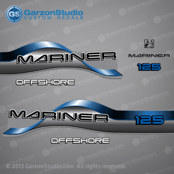 1998 - 2007 Mariner Outboard decal set - 125 hp - Two Stroke 2S Blue decal kit set sticker stickers graphics OEM replica 
37-850446A97 850446A97 DECAL SET (MARINER 125 OFFSHORE) USA-S/N-0G438000 /BEL-9927000 & UP
 125hp
1994-2004 Mariner 125 hp outboard motors
11254128D, 11254128N, 1125412CN.
ELPTO: 11254120B, 11254124B, 1125412AB, 1125412AD, 1125412AN, 1125412CB, 1125412CD, 1125412CE, 1125412PD, 1125412PT, 1125412RB, 1125412RD, 1125412RT, 1125412SD, 1125412SN. 
ELPTO SW 1125412AY

