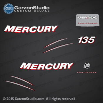 2006 MERCURY VERADO 135 HP FOUR STROKE DECAL SET 892565A06 SUPERCHARGED  150hp M logo sticker set kit replica
FOURSTROKE 4-STROKE 4S SUPER CHARGED

Mercury 892565A06 DECAL SET, (Generic)
892565A02 DECAL SET, Port And Starboard (Mercury)
892565002 DECAL, Horsepower (135), Rear (Mercury 135)
892565003 DECAL, Horsepower (150), Rear (Mercury 150)
892565004 DECAL, Horsepower (175), Rear (Mercury 175)

135 VERADO (4-STROKE)(4 CYL.) Mercury Outboard
135HP Mercury Serial Numbers: 0P419487 THRU 0P464487
135HP Mercury Serial Numbers: 0P464488 THRU 0P514868
135HP Mercury Serial Numbers: 1B2270001 THRU 1B381711
135HP Mercury Serial Numbers: 1B381712 THRU 1B517158

L: 7135V13UR
L 4: 1135V13FB, 1135V13FD, 1135V13FF, 1135V13FR, 1135V13HB, 1135V13HD, 1135V13HF, 7135V13UB, 7135V13UD, 7135V13UF, 7135V13ZB, 7135V13ZD, 7135V13ZR, 1135V13HR 
XL 4: 1135V23FB, 1135V23FD, 1135V23FF, 1135V23FR, 1135V23HB, 1135V23HD, 1135V23HF, 1135V23HR 
XL 4: 7135V23UB, 7135V23UD, 7135V23UF, 7135V23UR, 7135V23ZB, 7135V23ZD, 7135V23ZR 
CXL 4: 1135V24FB, 1135V24FD, 1135V24FF, 1135V24FR, 1135V24HB, 1135V24HD, 1135V24HF, 1135V24HR 
895844T01 TOP COWL ASSEMBLY (Mercury)
895844T02 TOP COWL ASSEMBLY (Mariner)

895845T CAP, Air Dam (Mercury)
895845T01 CAP, Air Dam (Mariner)
