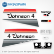 Johnson 4 hp decal set gray/red late 70's made for a Johnson Outboard cowling 1977 custom made, Part Number 388280, JOHNSON 1977 4W77BMOTOR COVER,JOHNSON 1977 4R77B MOTOR COVER