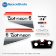 Johnson 6 hp decal set gray/red late 70's made for a Johnson Outboard cowling 1977 custom made, Part Number 388281, JOHNSON 1977 6R77M MOTOR COVER,JOHNSON 1977 6RL77M MOTOR COVER