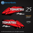 Tohatsu 25 hp 25HP JET DRIVE decal set red 5hp decals 2002 2003 2004 2005 2006 2007 2008 2009 2010 2011 2012 2013 2014 logo sticker stickers
3MV-87801-0 m25h
Decal Set 3MV-87801-0