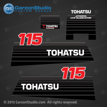 Nissan tohatsu 2002 earlier 115 hp 115hp decal set M115A NE187-8020M ND987-8020M 3C767-5330M FRONT MARK NS115A automixing - loop charge 20-port decal 2002 2001 2000 1999 1998 1997 1996 1995 1994