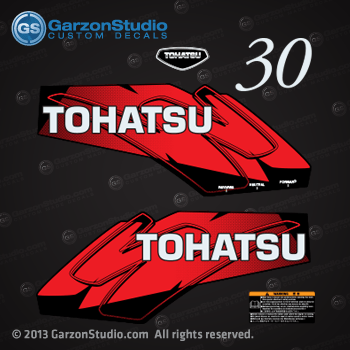 Tohatsu 30 hp 30HP M30H decal set red 30HP decal 2002, 2003, 2004, 2005, 2006, 2007, 2008, 2009, 2010, 2011, 2012, 2013 and 2014 forward neutral reverse starting instructions side up decal tohatsu logo sticker stickers
Tohatsu M30H DECAL SET [3MV-87801-0] 30HP M30H 3MV-87801-0
