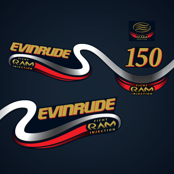 2000 Evinrude 150 hp FICHT RAM INJECTION Decal Set - 0213568 0213594  0214750 0214751 | GarzonStudio.com