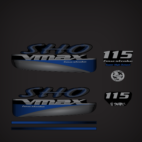 2006 to 2016 Yamaha 115 hp SHO VMAX decal set Custom version Blue |  GarzonStudio.com