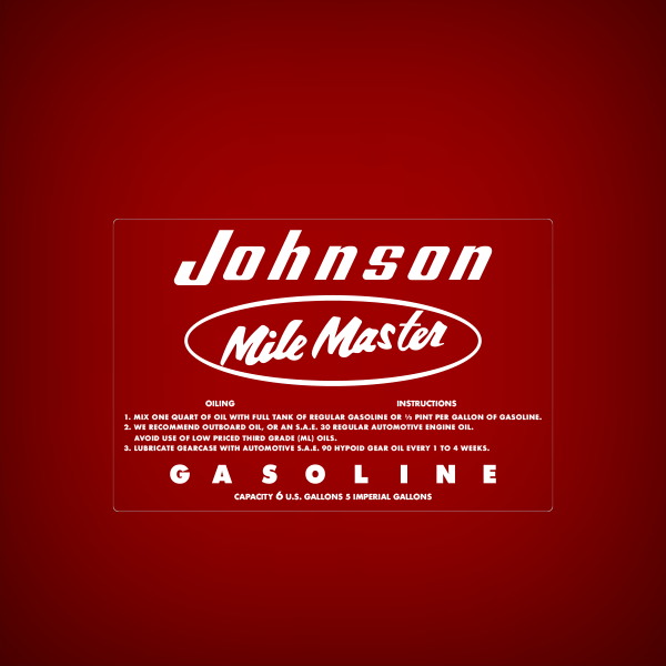 Johnson 'A' Gasoline Racing Stripe Vinyl Decals Sign Stickers Motor Oil