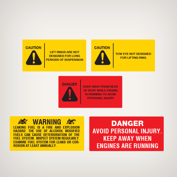 5-pack Boat Vessel Marine Safety Caution-Danger-Warning Decal Sticker Set |  GarzonStudio.com