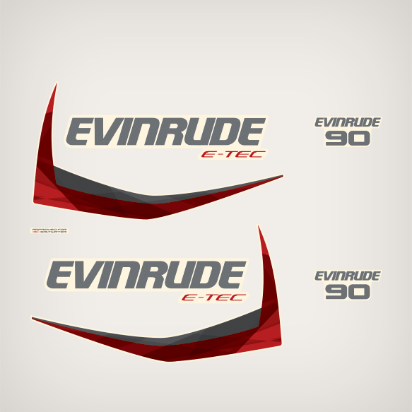 2014-2015 Evinrude 90 hp E-TEC decal set White Models | GarzonStudio.com