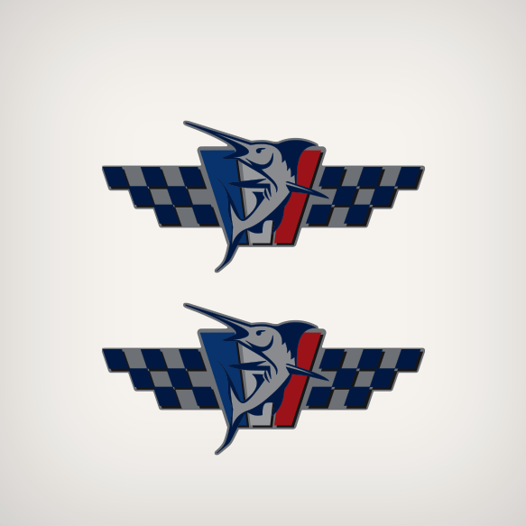 Wellcraft Racing Marlin Flag Decal Set - decals boat stickers