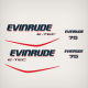 2004 2005 2006 2007 2008 2009 Evinrude 75 hp decal set white models