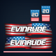 1989 1990 1991 Evinrude 20 hp Custom U.S Flag decal set