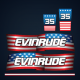 1989 1990 1991 Evinrude 35 hp Custom U.S Flag Decal Set
