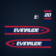 1998-1999 Evinrude 20hp Decal Set 0285044, 0285042, 0285043