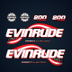 2004-2005 Evinrude 200 H.O. Direct Injection Decal Set for Flag Decals FHL FHX MODELS flag