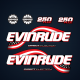 2003 2004 2005 Evinrude 250 hp Ficht Ram Injection decal set for Flag Decals FHL FHX MODELS