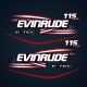 2007-2017 Evinrude 115 hp flag decal set E-TEC H.O. Blue Models