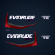 evinrude Stickers75 hp ee-tec 0216438, 0216403, 0216404, 0216473, 0215896 Set for blue engine covers
