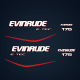 2007 2008 evinrude E-TEC 175 hp decal set for blue engine covers
0215731 EVINRUDE E-TEC lettering
0215732 EVINRUDE E-TEC wording
0215737 RED STRIPE Port
0215738 stripping Stbd starboard
0215666 EVINRUDE Front
0215749 175 horsepower
motor cover 0285