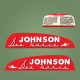 1949 1950 Johnson seahorse 5 hp decal set mada in canada
Sea-Horse decals
Instructions stickers
oiling
starting
spark plugs
Peterborough Canadian
TD-20, TN-25 and TN-26
2 cylinders outboards