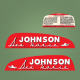 1949-1950 Johnson 5 hp decal set made in Canada TD TDL models
Sea horse decals stickers
Starting  oiling Instructions decal
waukegan illinois USA