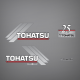 1996 1997 1998 1999 2000 2001 2002 2003 2004 2005 TOHATSU 25 HP DECAL SET 3P0S87801-0 
M25C3 STICKERS Following decals includes:

Tohatsu Port Stbd. Side
25 horsepower  Rear
logo Front
R-N-F label
3P0S87801-0