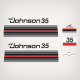 392374	0392374	DECAL SET, Johnson.
1982 Johnson 35 hp Decal set for a Johnson 35 hp decals for 2 cyl outboard motors from 1982
JOHNSON 1982 - J35ECNE, J35ELCNE, J35RCNB, J35RELCNB, J35RLCNB, J35TECNB

Engine Cover Diagram: 392976-05