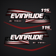 2007-2017 Evinrude 115 hp flag Decal Set E-TEC H.O. Graphite Models