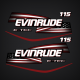 2007-2017 Evinrude 115 hp flag Decal Set E-TEC Graphite Models