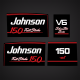 1991-1996 Johnson 150 hp Fast Strike V6 Decal Set