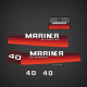 1982-1989 Mariner 40 hp Oil Injected decal set 95408M, 97673M, 95408M, 82866M, 95407M, 17037M, 83761M, 81202M
40C TWIN CARB DECALS STICKERS