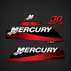 Mercury 30hp decals
853797A00 DECAL SET 30
2000
2001
2002
2003
2004
2005
853778A1 8M0063888 853778A2 8M0063889 853778A10 853778A09
outboard stickers engine motor cover top cowl 
tohatsu
ML