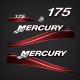 2005 MERCURY Outboards 175 hp decal set Red (Outboards) 879756A04 DECAL SET	 (BLACK 175)(RED)