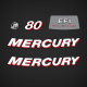 2006 2007 2008 2009 2010 2011 2012 Mercury 80 hp Decal Set
889246A02 Graphic SET (1B943218 and below) 8M0061176 Decal Horsepower 80 
897924A01 Cap Air Dam
8592712 Mercury M logo