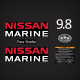 2006 2007 2008 2009 2010 2011 2012 2013 2014 Nissan 9.8 hp Four Stroke decal set 3V2Q87801-1
NSF9.8A3 outboard model
Warning Decal 
ultra low three star emission