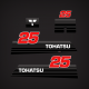 2002 and earlier Tohatsu 25 hp decal set M25C2
two stroke decals
tohatsu graphics
2-stroke engine cover