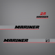 2001 2002 Mariner 25 hp Decal Set 824088A01
two stroke outboard
2 cylinder engine cover
carbureted motor