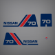 2002 and Earlier Nissan 70 hp decal set NS60A, NS70A, 39267-5200 2 stroke stickers decals 70hp horsepower