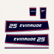 1981 Evinrude 25 hp 0281654 decal set decals stickers stripe
twenty Five outboard 2 cyl
Models
E25ECIB E25ECIM E25ELCIB E25ELCIM E25RCIM E25RLCIM E25TECIM E25TELCIM
