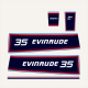 1981 Evinrude 35 hp Decal Set 0281656
thirty Five
decals stickers stripe outboard
E35ECIG, E35ELCG, E35ELCIG, E35RCIG, E35RLCIG.

0281803, 0281804 MOTOR COVER ASSY. White in Color