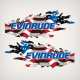 Evinrude tear ripped flag decals decal set stickers American flag USA banner bandera Americana EEUU U.S. outboard cover