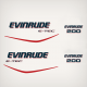 2007 2008 Evinrude 200 hp e-tec decal set for White engine covers
0215733 EVINRUDE E-TEC lettering
0215734 EVINRUDE E-TEC wording
0215737 RED STRIPE Port
0215738  STRIPE  starboard
0215667 EVINRUDE Front
0215545 logo Rear
0215751 200  Front and Rea