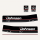 This 1989 and 1990 Johnson Outboard 110 hp VRO V4 decal set replica for engine covers.
0433148 DECALS 110 models
0334564 PLATE, Rear, 110 models (decal version)
0334563 Applique front, 88/90/110 sticker
JOHNSON 1989 110hp  J110MLCEM  J110TLAEM  J110TL